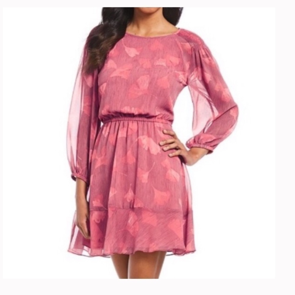 H by Halston Pintuck Georgette Blouson Dress D105